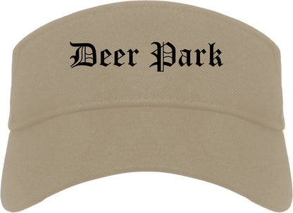 Deer Park Texas TX Old English Mens Visor Cap Hat Khaki