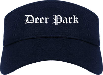 Deer Park Texas TX Old English Mens Visor Cap Hat Navy Blue