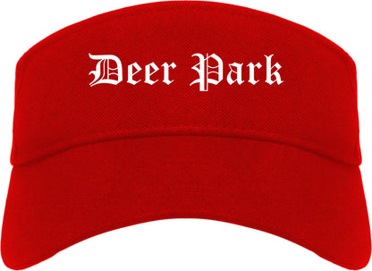 Deer Park Texas TX Old English Mens Visor Cap Hat Red