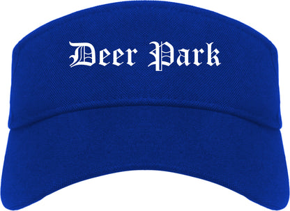 Deer Park Texas TX Old English Mens Visor Cap Hat Royal Blue