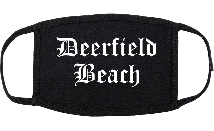 Deerfield Beach Florida FL Old English Cotton Face Mask Black