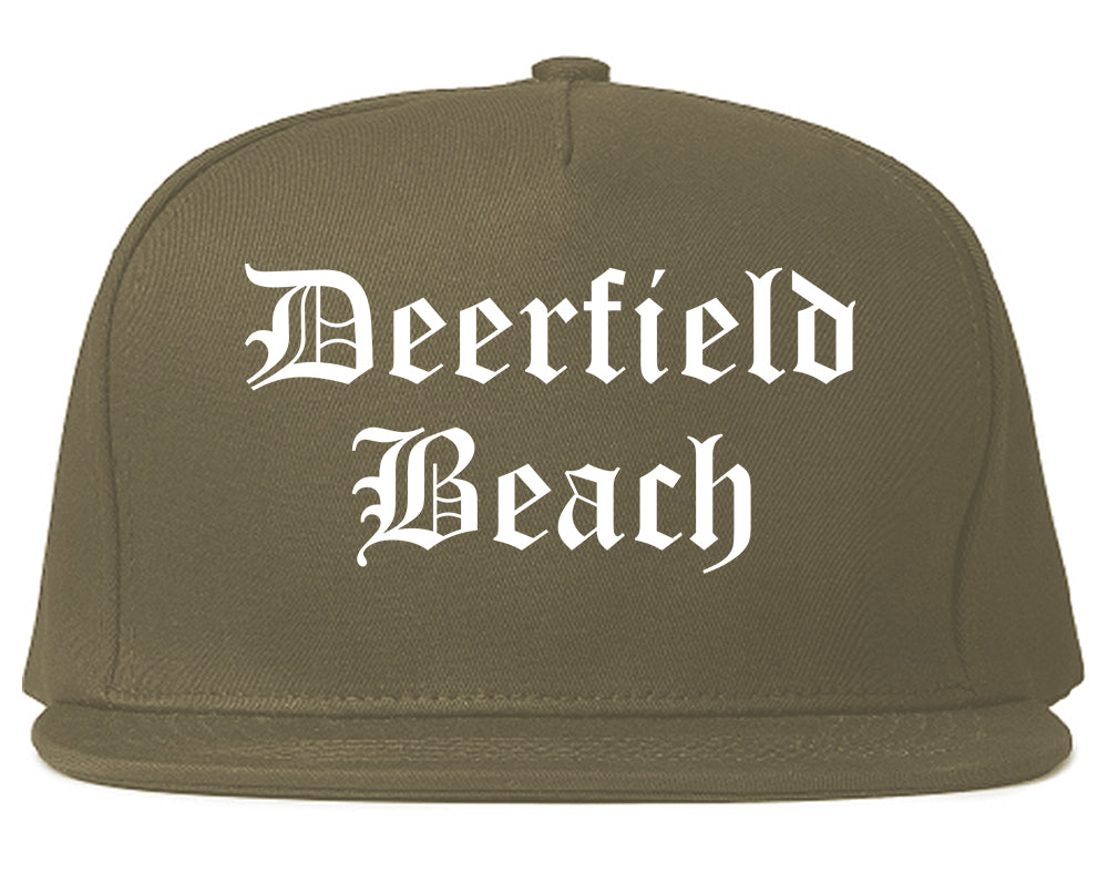 Deerfield Beach Florida FL Old English Mens Snapback Hat Grey