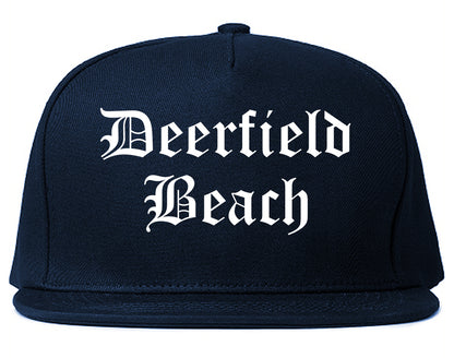 Deerfield Beach Florida FL Old English Mens Snapback Hat Navy Blue