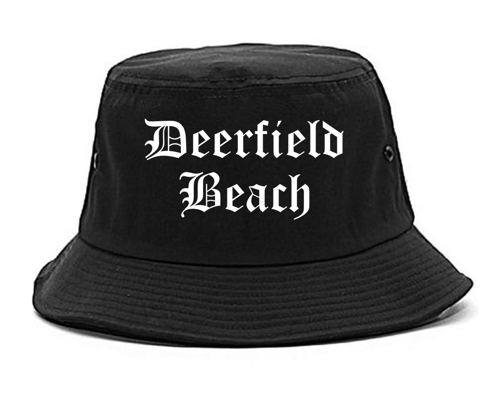 Deerfield Beach Florida FL Old English Mens Bucket Hat Black