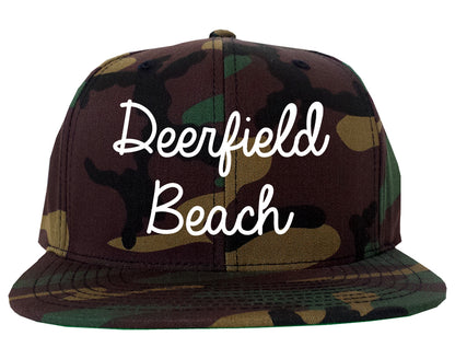 Deerfield Beach Florida FL Script Mens Snapback Hat Army Camo