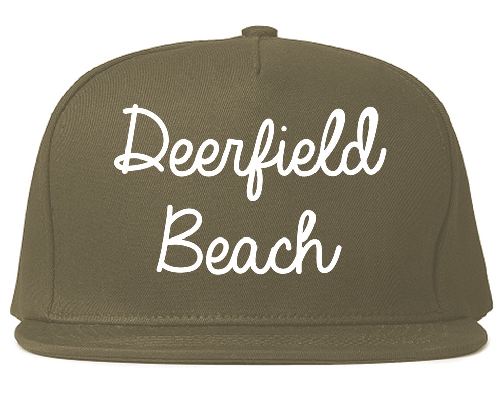 Deerfield Beach Florida FL Script Mens Snapback Hat Grey