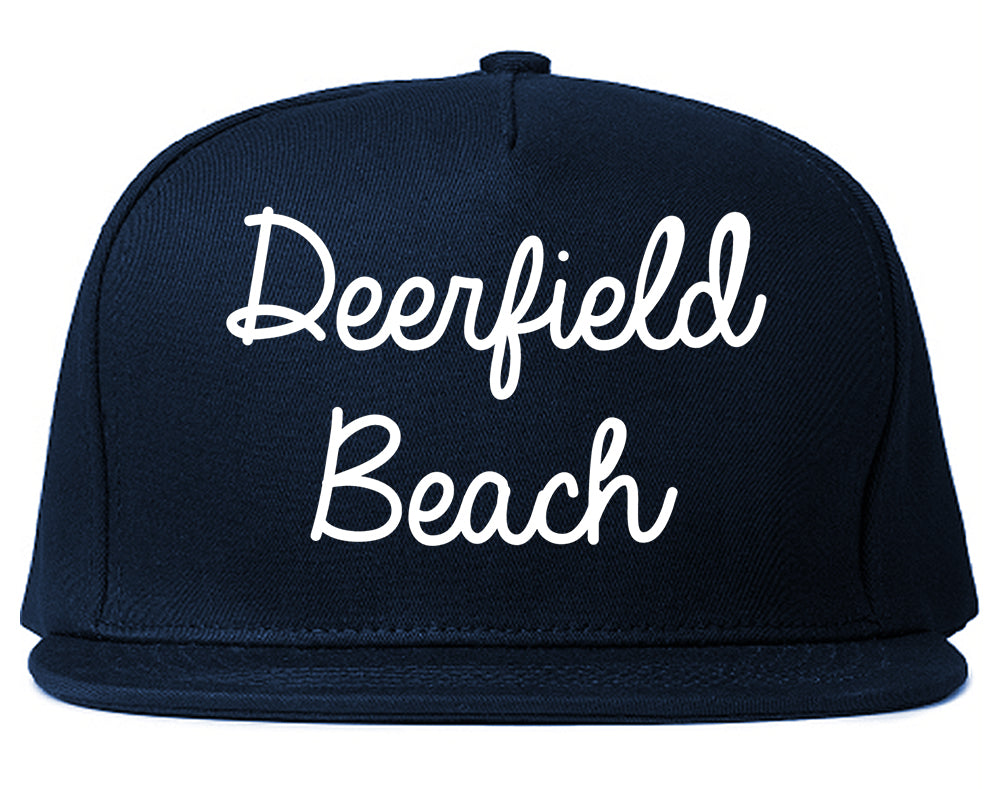 Deerfield Beach Florida FL Script Mens Snapback Hat Navy Blue
