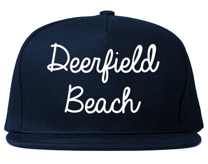 Deerfield Beach Florida FL Script Mens Snapback Hat Navy Blue