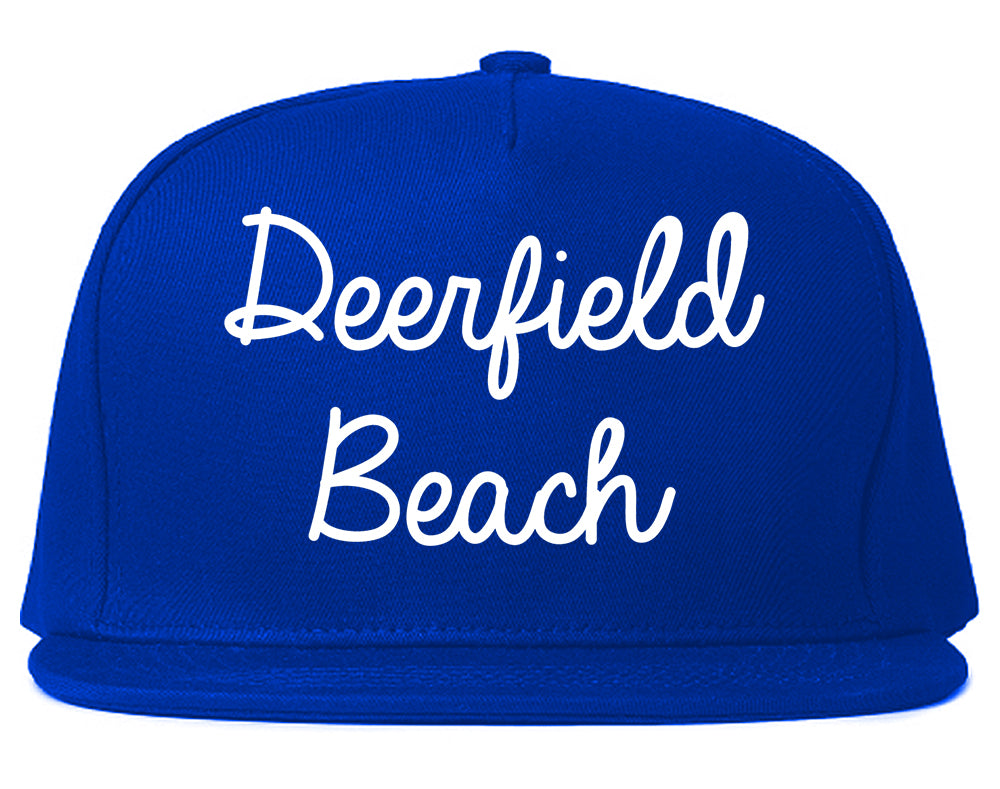 Deerfield Beach Florida FL Script Mens Snapback Hat Royal Blue