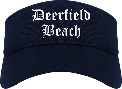 Deerfield Beach Florida FL Old English Mens Visor Cap Hat Navy Blue