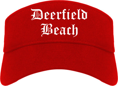Deerfield Beach Florida FL Old English Mens Visor Cap Hat Red