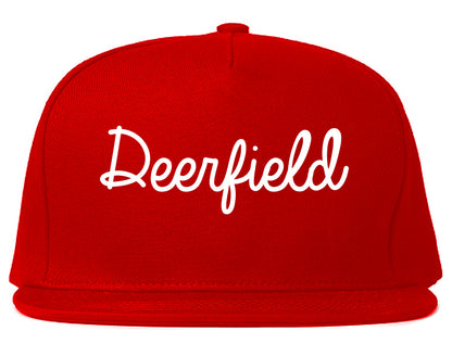 Deerfield Illinois IL Script Mens Snapback Hat Red