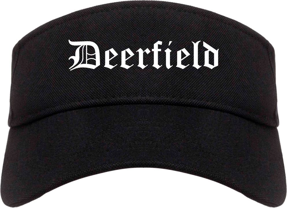 Deerfield Illinois IL Old English Mens Visor Cap Hat Black