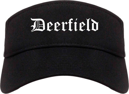 Deerfield Illinois IL Old English Mens Visor Cap Hat Black