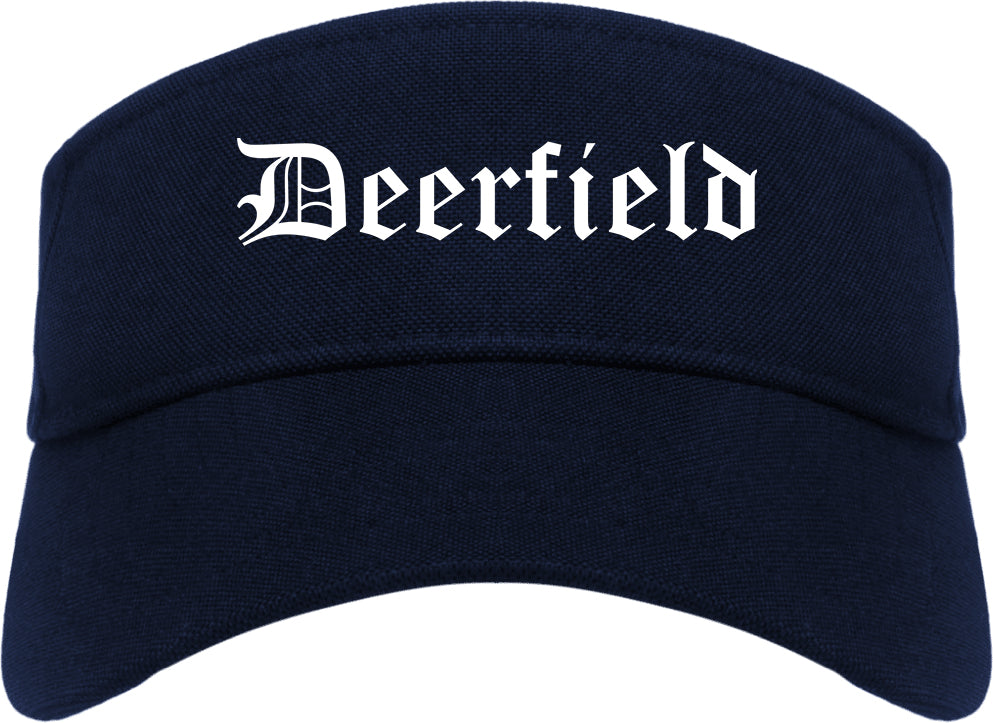 Deerfield Illinois IL Old English Mens Visor Cap Hat Navy Blue