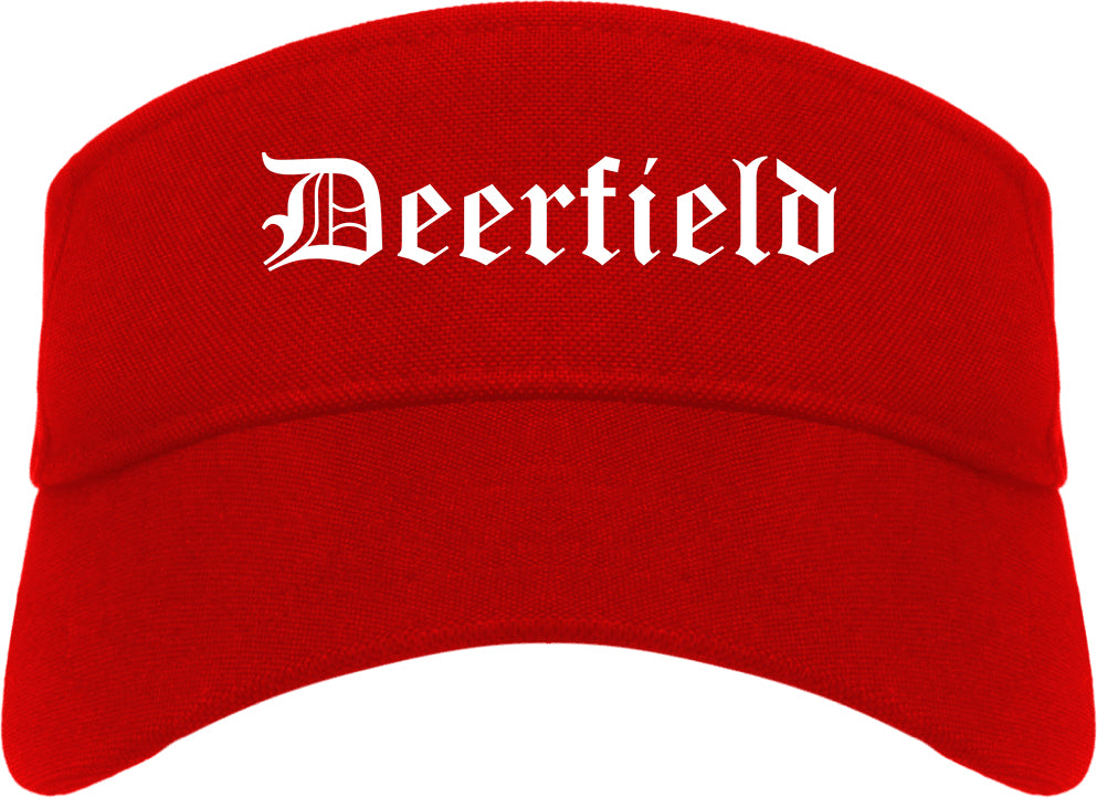 Deerfield Illinois IL Old English Mens Visor Cap Hat Red