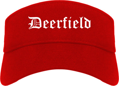 Deerfield Illinois IL Old English Mens Visor Cap Hat Red