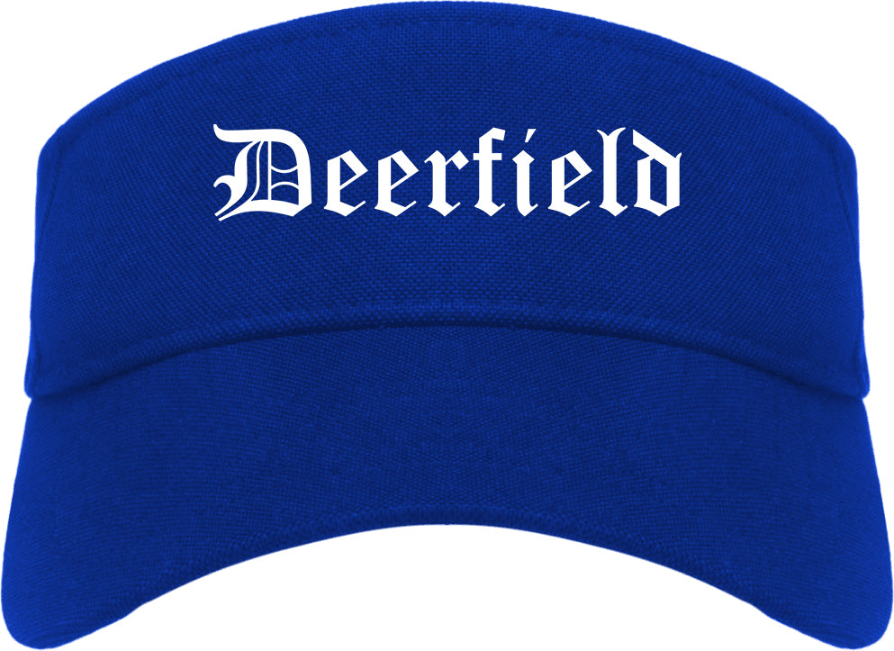 Deerfield Illinois IL Old English Mens Visor Cap Hat Royal Blue