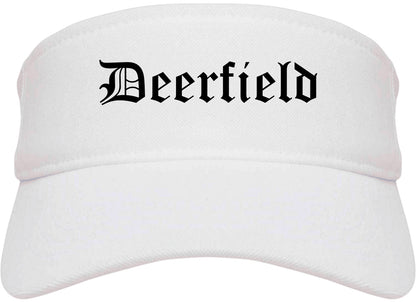 Deerfield Illinois IL Old English Mens Visor Cap Hat White