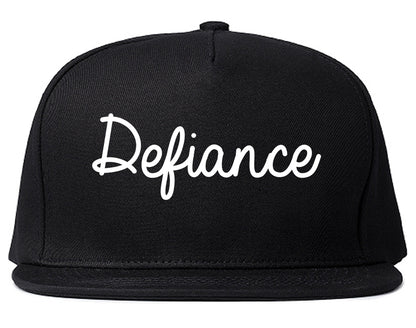Defiance Ohio OH Script Mens Snapback Hat Black