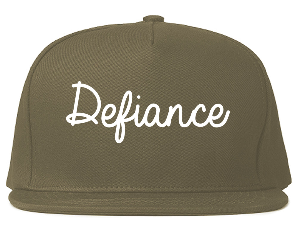 Defiance Ohio OH Script Mens Snapback Hat Grey
