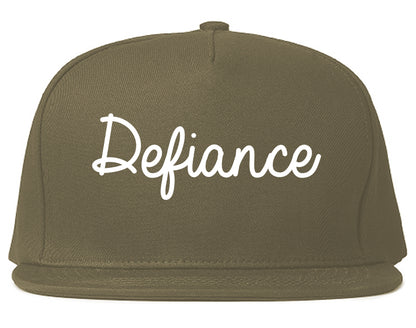 Defiance Ohio OH Script Mens Snapback Hat Grey
