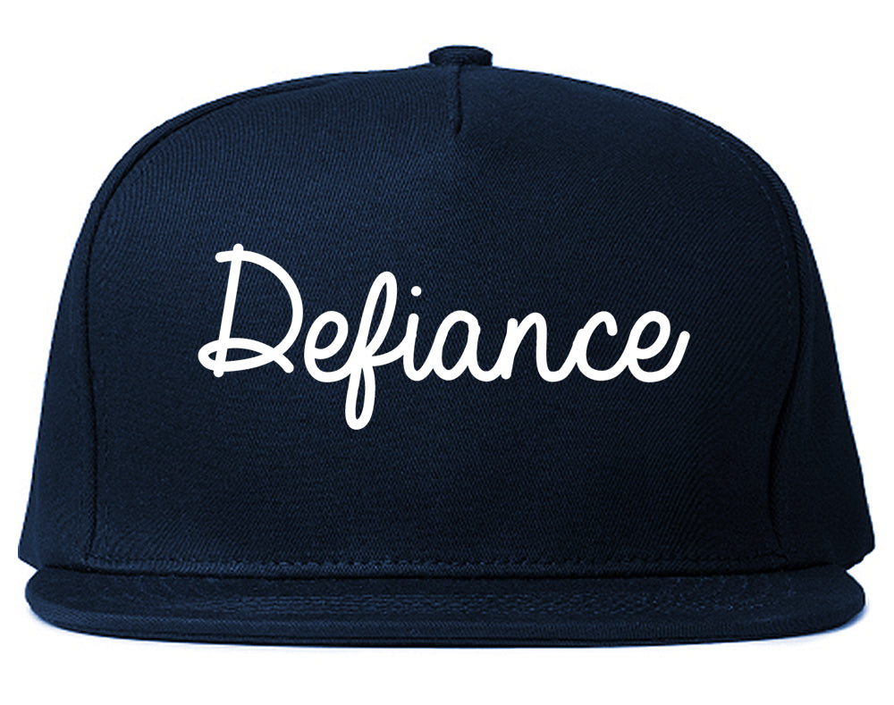 Defiance Ohio OH Script Mens Snapback Hat Navy Blue