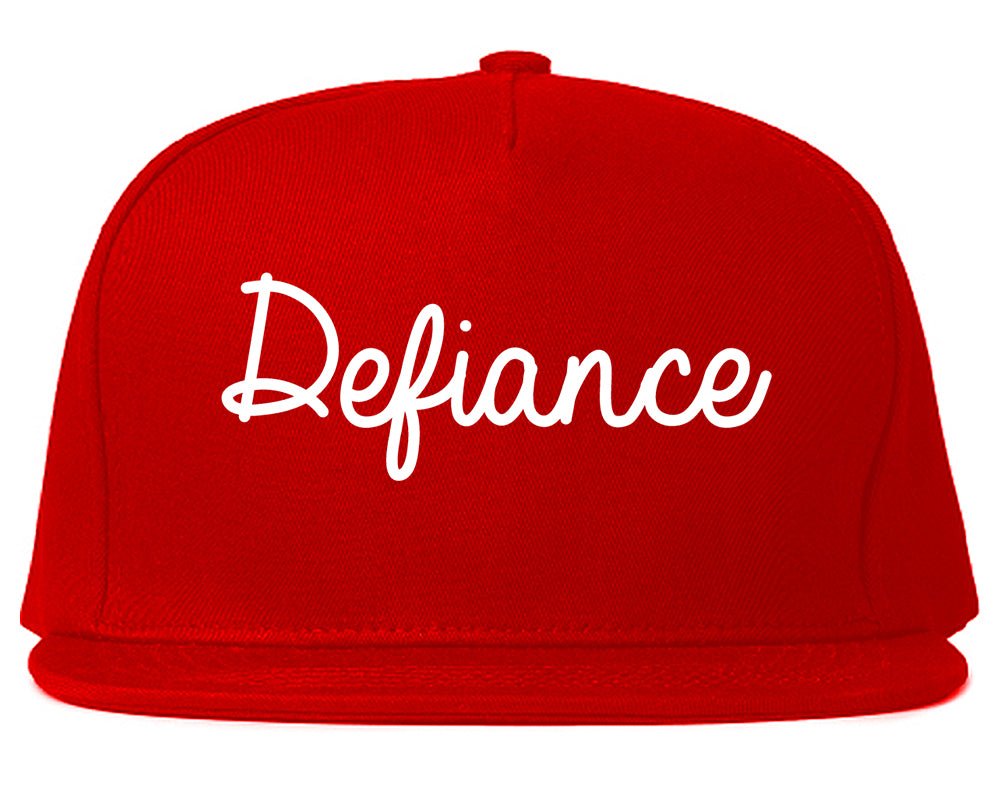 Defiance Ohio OH Script Mens Snapback Hat Red