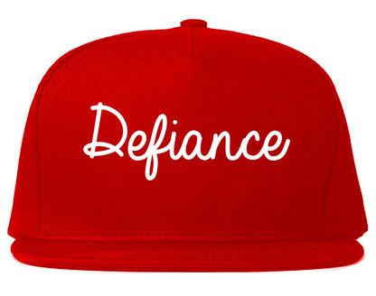 Defiance Ohio OH Script Mens Snapback Hat Red