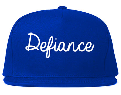 Defiance Ohio OH Script Mens Snapback Hat Royal Blue
