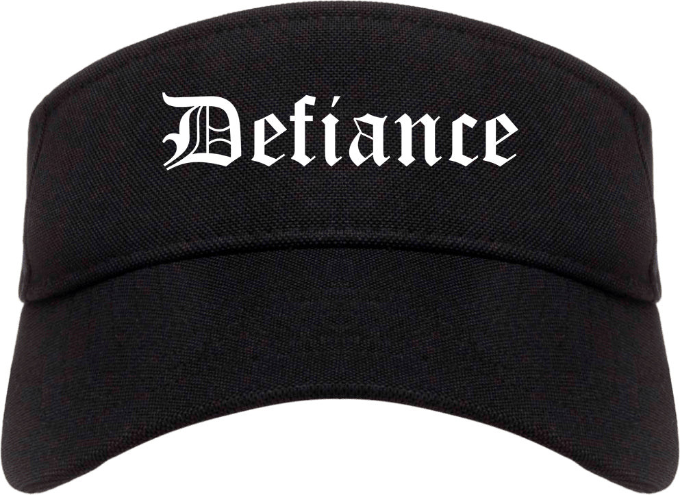 Defiance Ohio OH Old English Mens Visor Cap Hat Black