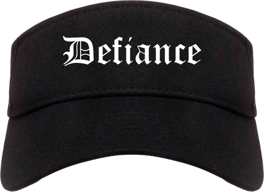 Defiance Ohio OH Old English Mens Visor Cap Hat Black