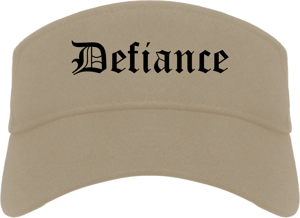 Defiance Ohio OH Old English Mens Visor Cap Hat Khaki