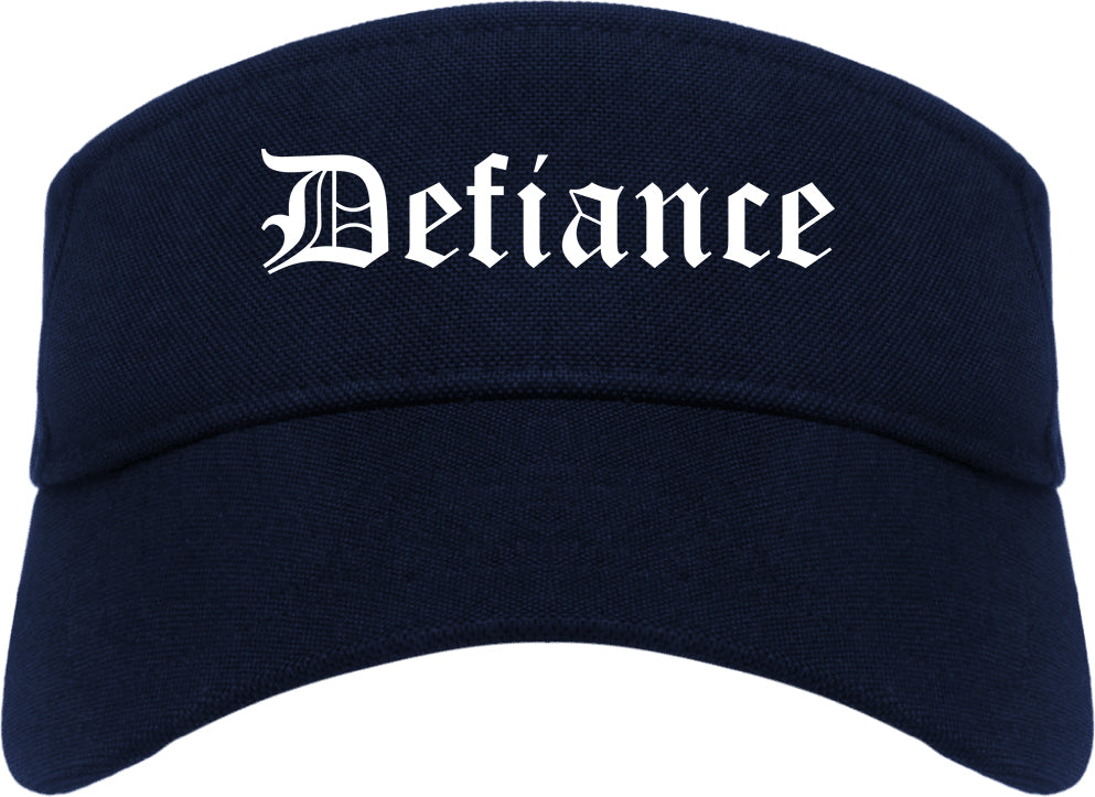 Defiance Ohio OH Old English Mens Visor Cap Hat Navy Blue