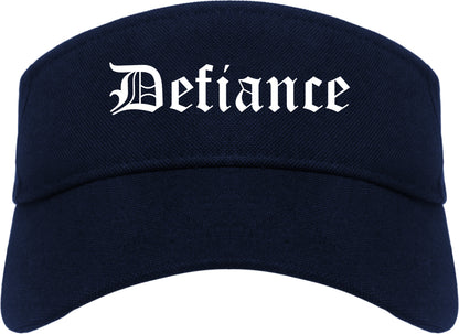 Defiance Ohio OH Old English Mens Visor Cap Hat Navy Blue
