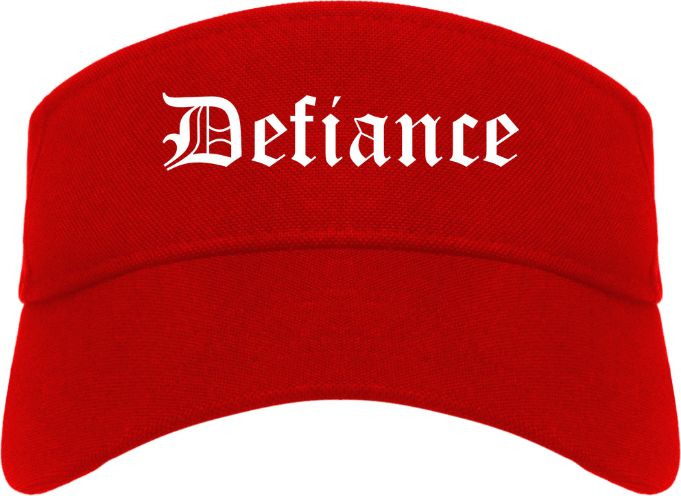 Defiance Ohio OH Old English Mens Visor Cap Hat Red
