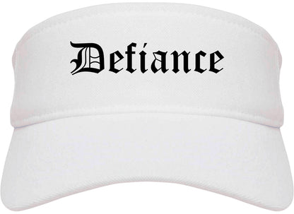 Defiance Ohio OH Old English Mens Visor Cap Hat White