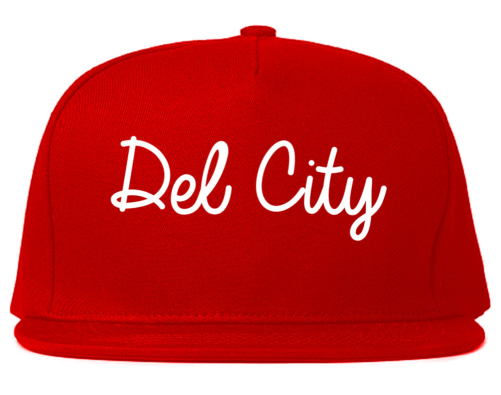 Del City Oklahoma OK Script Mens Snapback Hat Red
