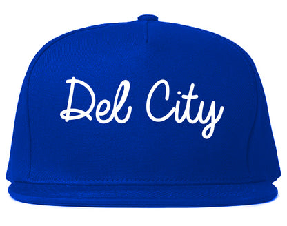 Del City Oklahoma OK Script Mens Snapback Hat Royal Blue