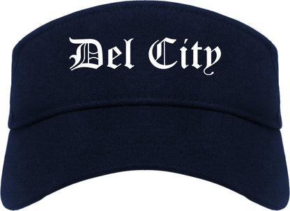Del City Oklahoma OK Old English Mens Visor Cap Hat Navy Blue