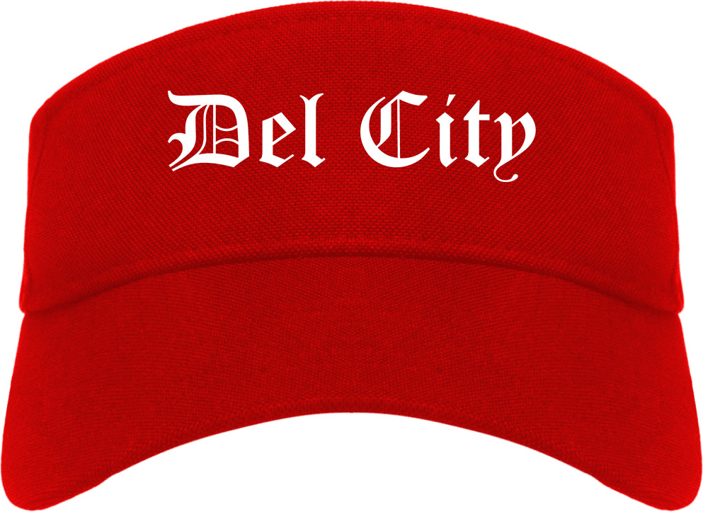 Del City Oklahoma OK Old English Mens Visor Cap Hat Red