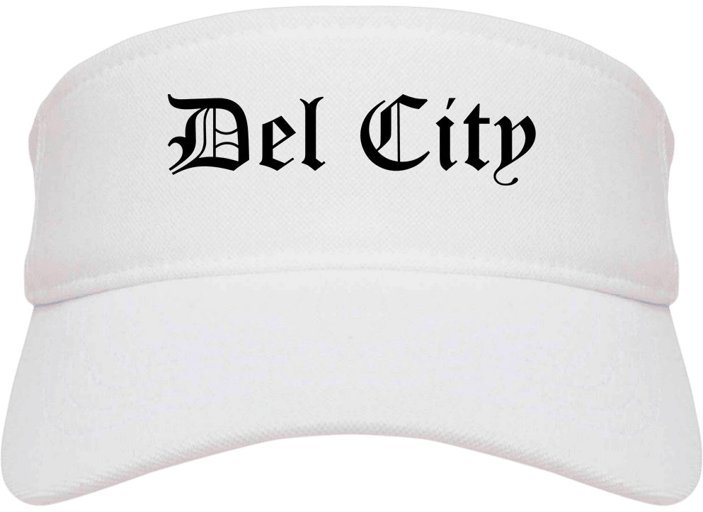 Del City Oklahoma OK Old English Mens Visor Cap Hat White