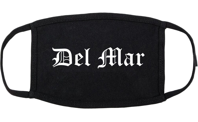 Del Mar California CA Old English Cotton Face Mask Black