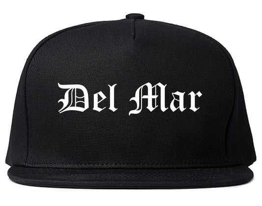 Del Mar California CA Old English Mens Snapback Hat Black