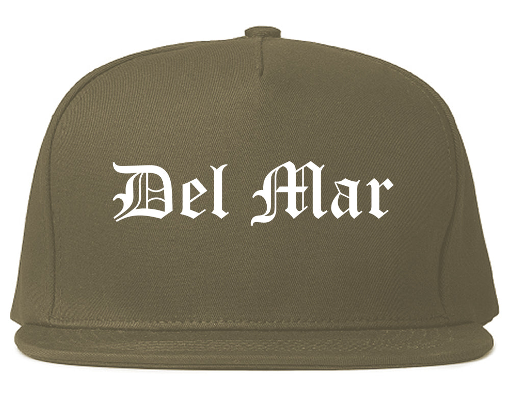 Del Mar California CA Old English Mens Snapback Hat Grey