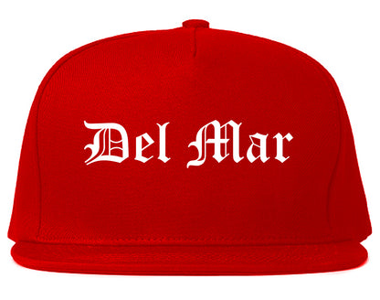 Del Mar California CA Old English Mens Snapback Hat Red