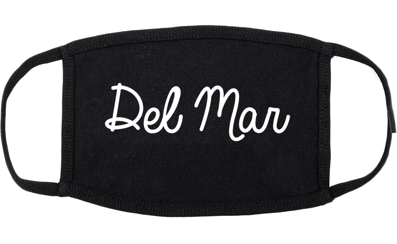 Del Mar California CA Script Cotton Face Mask Black