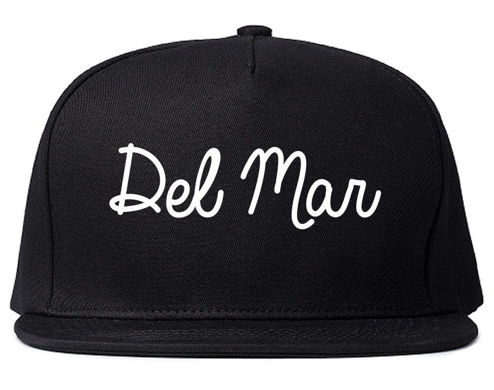 Del Mar California CA Script Mens Snapback Hat Black