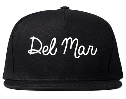 Del Mar California CA Script Mens Snapback Hat Black