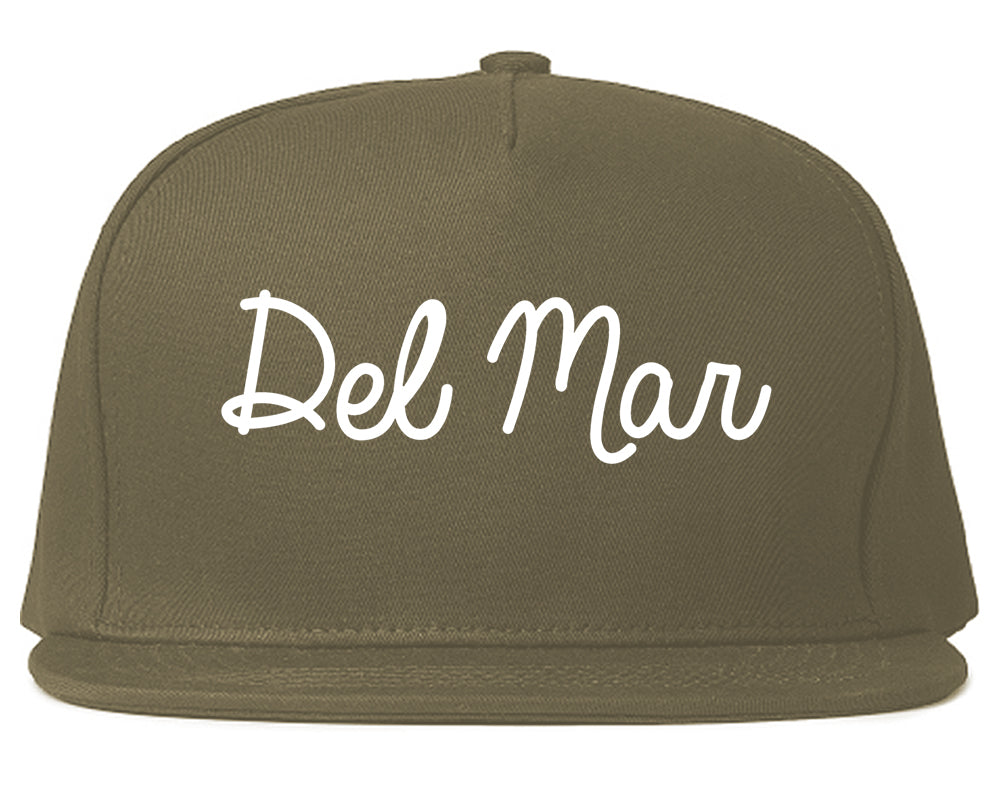 Del Mar California CA Script Mens Snapback Hat Grey
